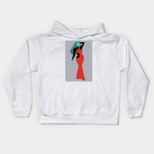 Teal Alien Woman 02 Kids Hoodie